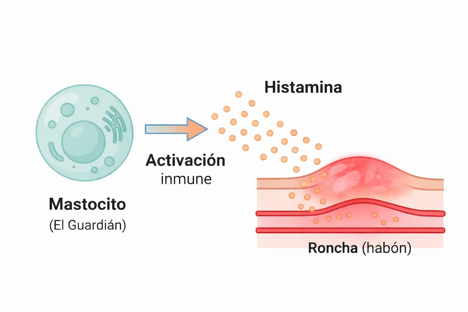 Diagrama de mastocitos liberando histamina